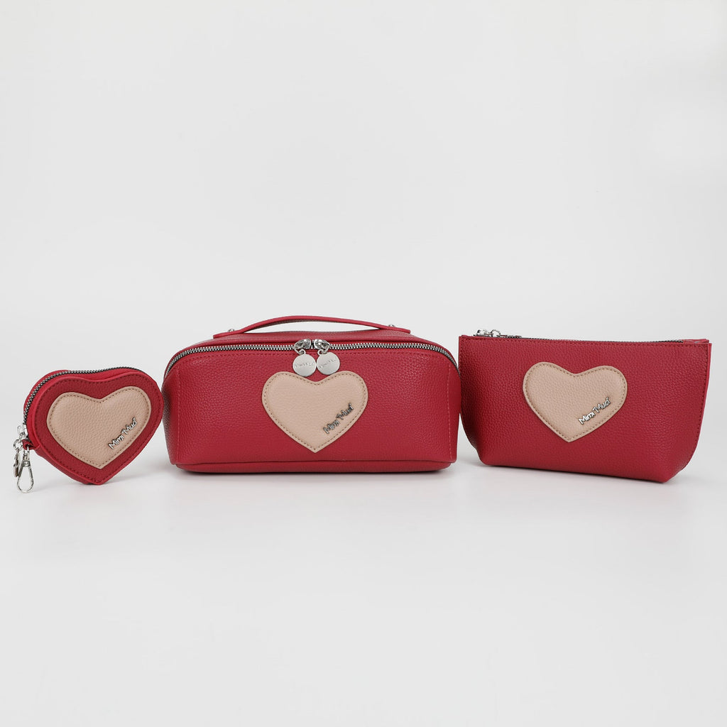 🖤 Beauty Case 3 Pezzi con Cuore – Mimimua