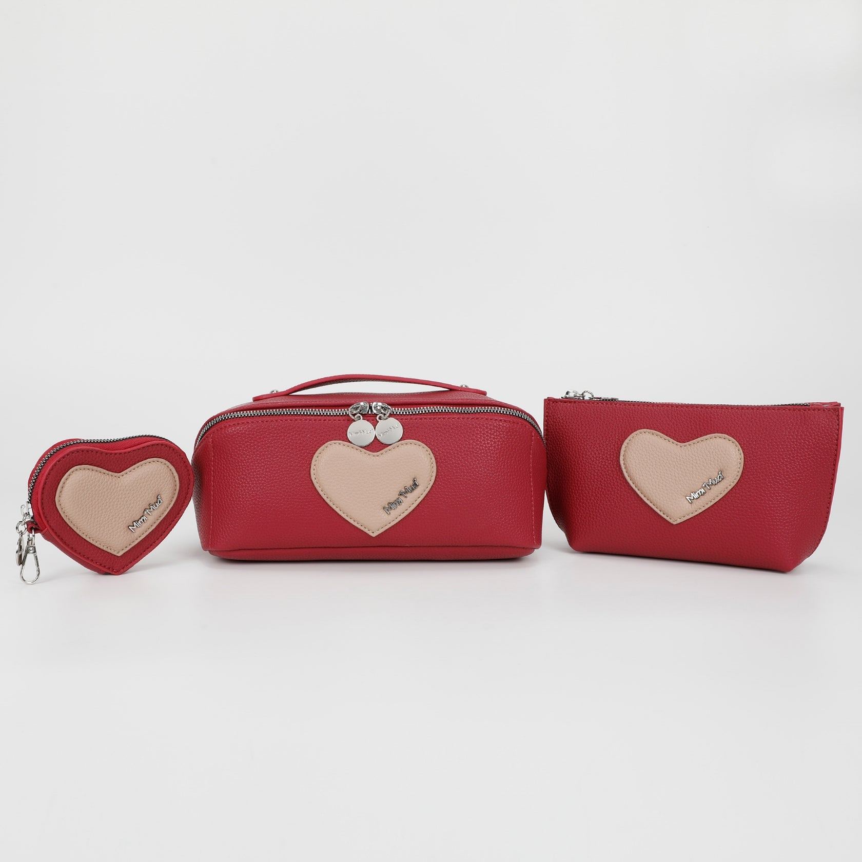 🖤 Beauty Case 3 Pezzi con Cuore – Mimimua