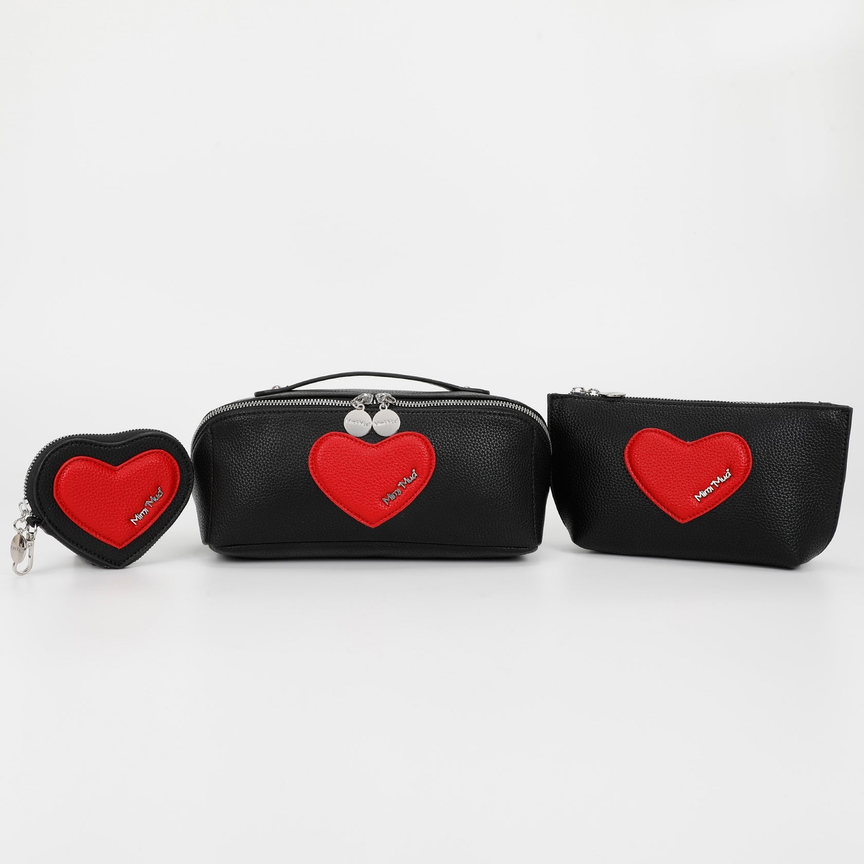 🖤 Beauty Case 3 Pezzi con Cuore – Mimimua